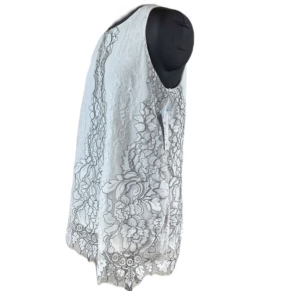 APT. 9 Sleeveless Top Medium Size Women's White Floral Printed Lace Blouse - Picture 2 of 16